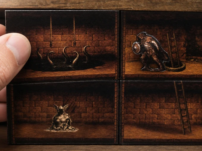Dungeon room tiles with monsters and routes